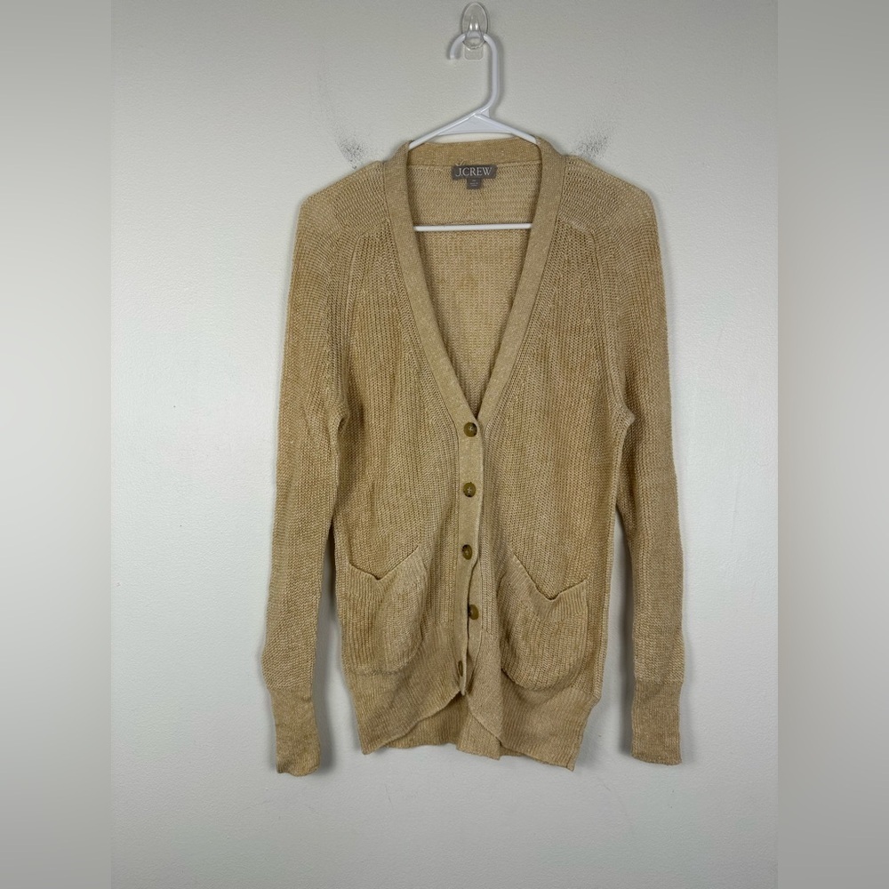 J.Crew Relaxed Cotton-linen Blend Cardigan Knit Breathable Sweater Women’s Sz XS - Picture 3 of 6